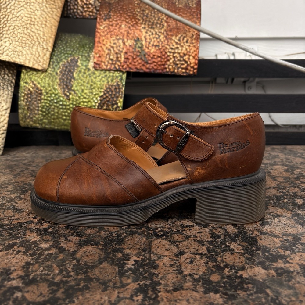 Dr. Martens Brown Leather Mary Janes with Buckle